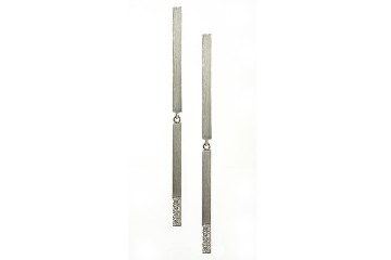 Long Sterling Bar Earrings with White Sapphires