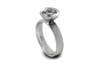 Tapered Round Bezel Diamond Ring