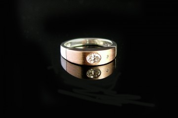 Custom Two Tone Ring with Oval Diamond