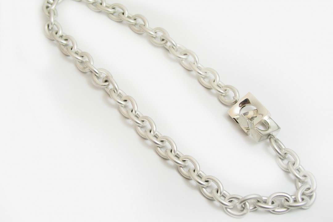 silver chain necklace square clasp