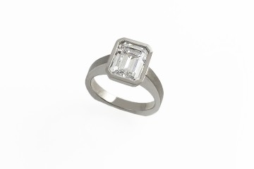 Emerald Diamond Bezel Solitaire Ring