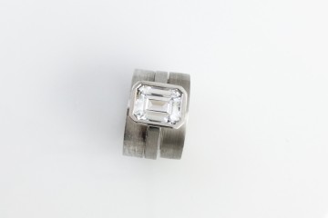 Emerald Diamond Bezel Solitaire Ring