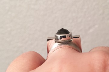 Black Diamond Gold Linear Engagement Ring