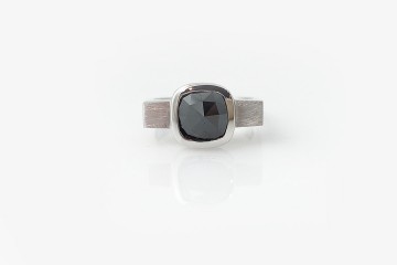 Black Diamond Gold Linear Engagement Ring