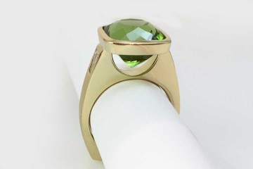 Custom Peridot Gold Diamond Ring