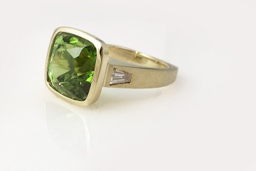 Custom Peridot Gold Diamond Ring