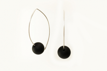 Onyx Silver Wire Earrings