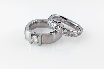 Custom Platinum Diamond Channel Ring Set