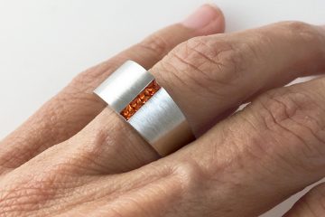 White Gold Orange Sapphire Ring