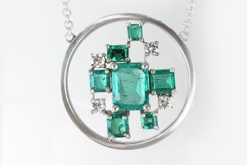 Custom Emerald and Diamond Circle Pendant