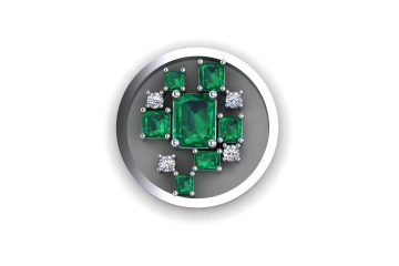 Custom Emerald and Diamond Circle Pendant