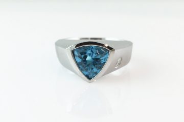 Custom Repurposed Blue Topaz Diamond Ring