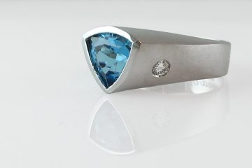 Custom Repurposed Blue Topaz Diamond Ring