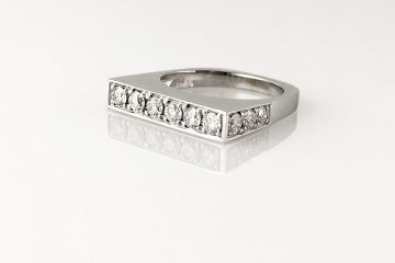 Custom Linear White Gold Diamond Pave’ Ring