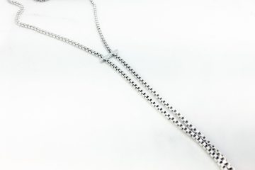 Silver Mirror Chain Necklace with Bar