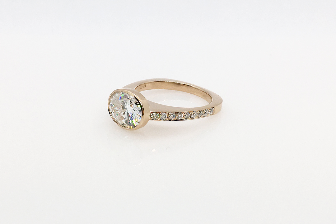 Oval Bezel Rose Gold Pave' Engagement Ring