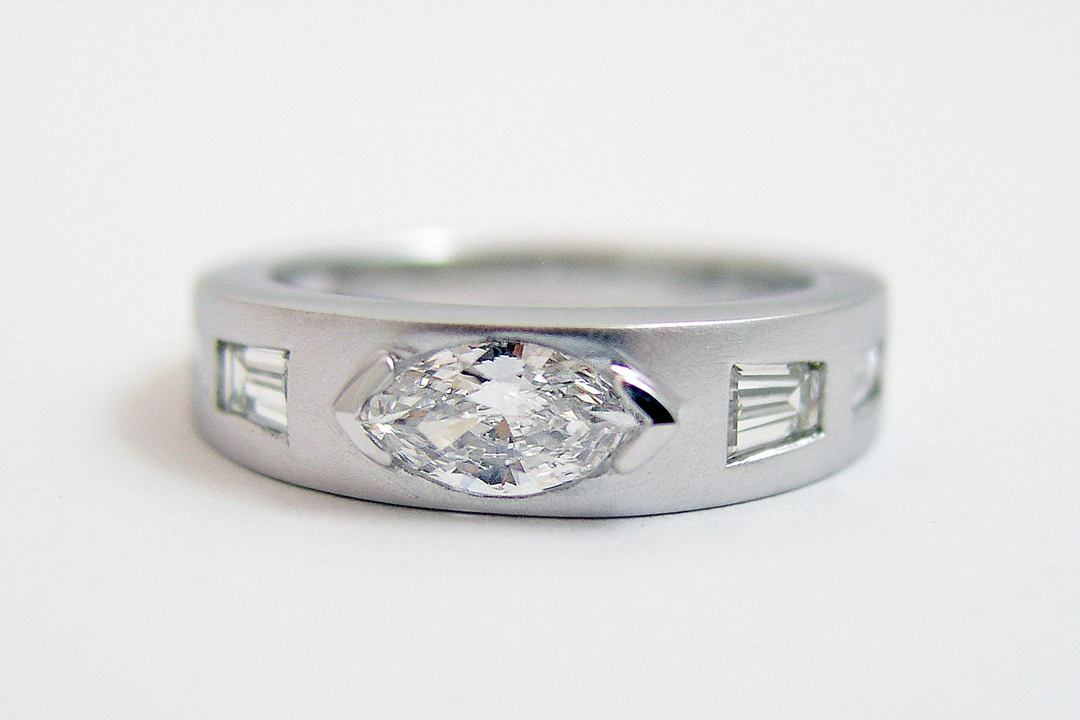 Repurposed Marquise Diamond Half Bezel Ring